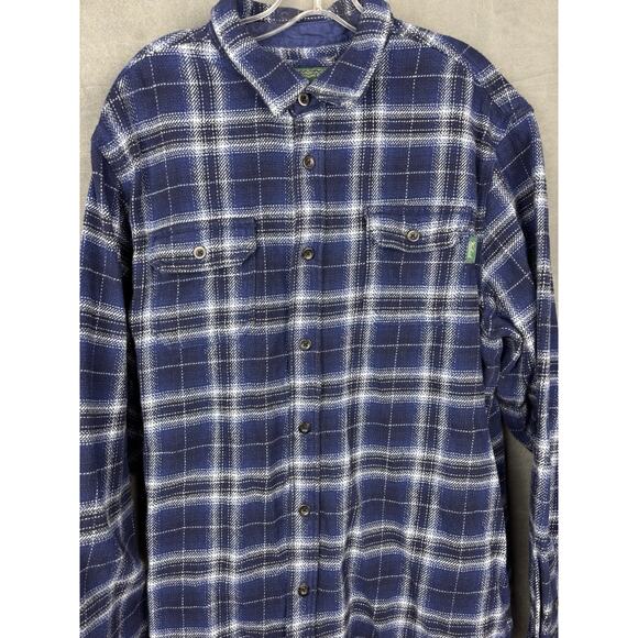 Woolrich Woolen Mills Heavyweight Plaid Flannel Shirt Shacket Mens XL Blue - Picture 3 of 14